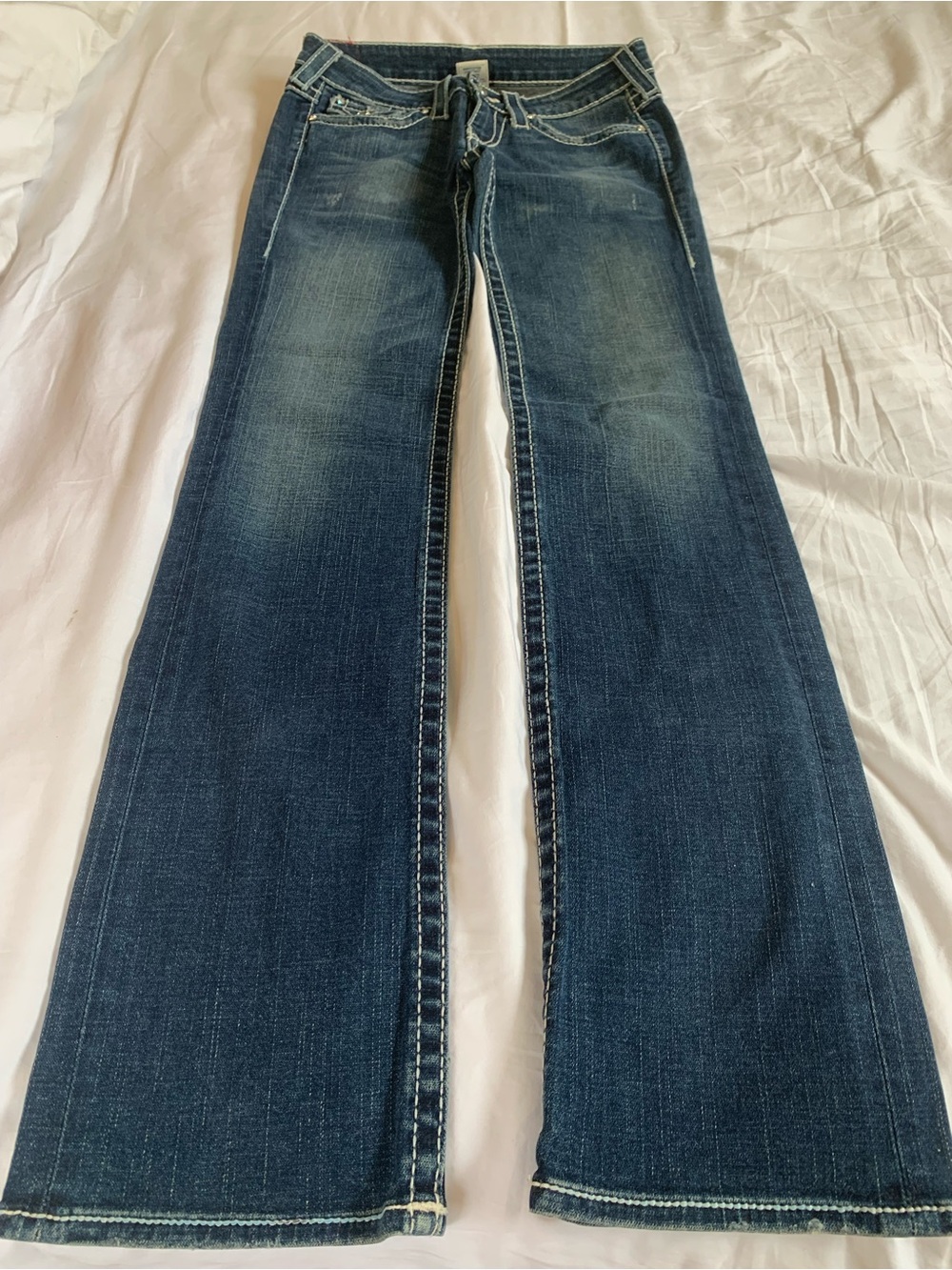 VTG True Religion Women's Disco Billy Bootcut Jeans - Dark Indigo Worn-Look